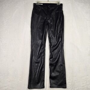 Gap Jeans Womens 26 Black Vintage Slim High Rise Jeans Faux‎ Leather